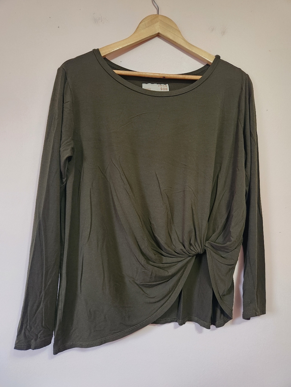 Jackson Rowe "The Twist" Long Sleeve Top Olive/Army Green Size M EUC Earthy